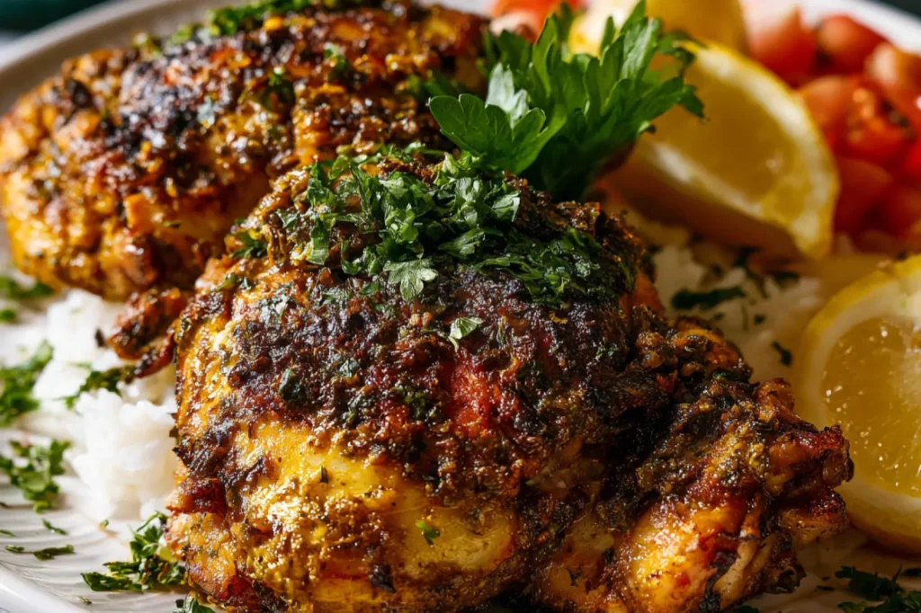 Air Fryer Chicken Chermoula recipe, served and ready to eat, easy homemade dish
