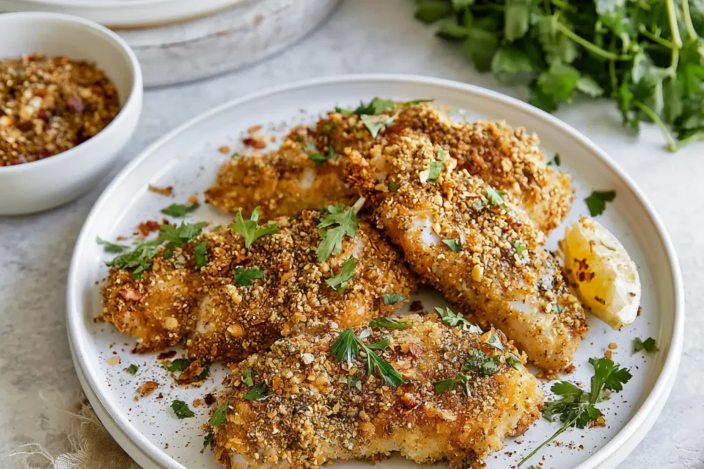 Air Fryer Chicken Dukkah recipe, served and ready to eat, easy homemade dish