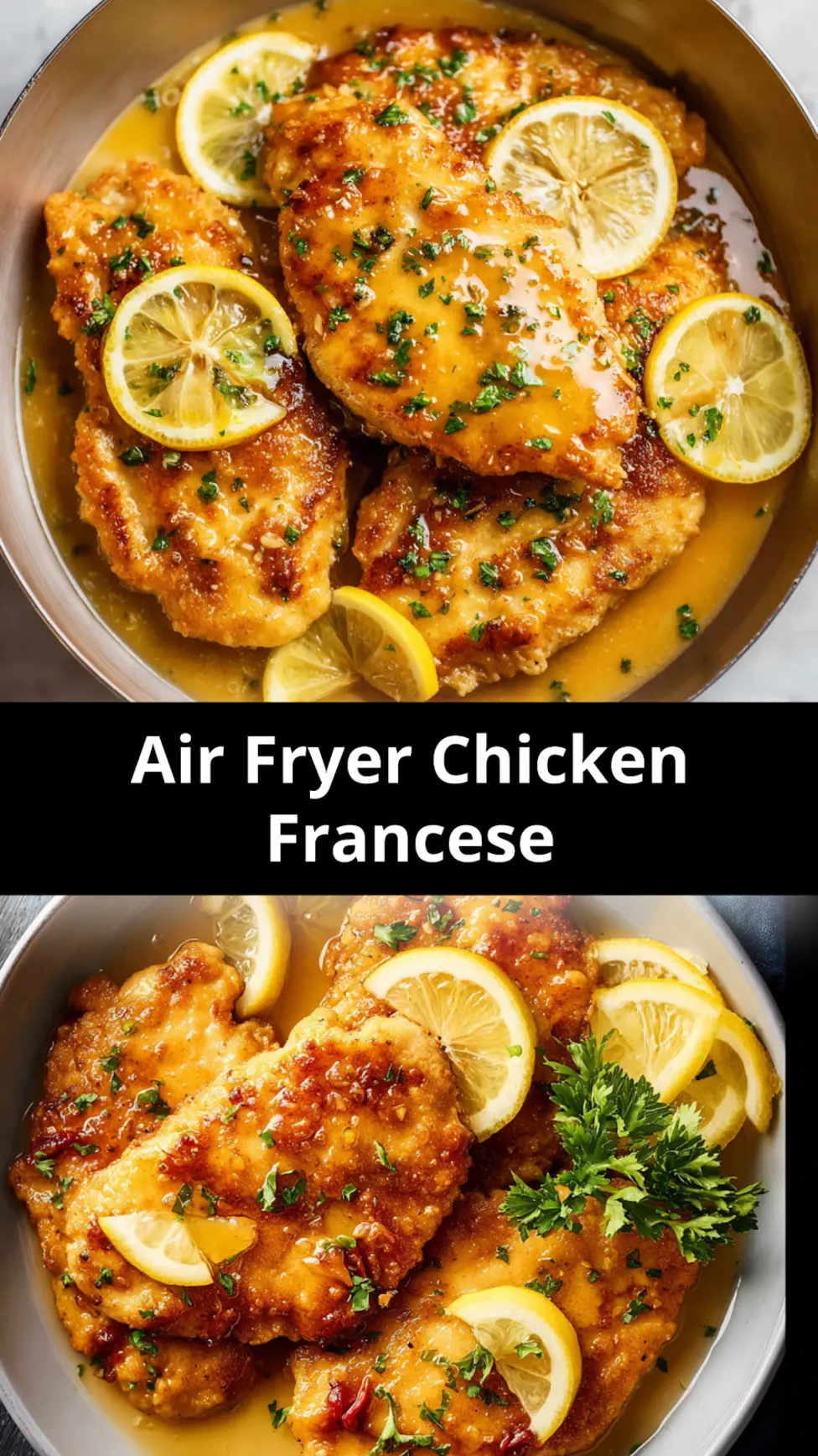 Air Fryer Chicken Francese recipe, served and ready to eat, easy homemade dish