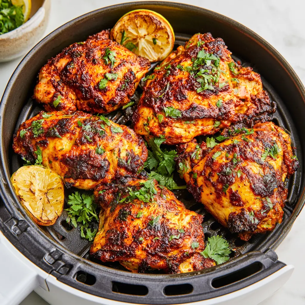 Air Fryer Chicken Harissa That Makes Your New Favorite Satisfying Dinner 6 Air Fryer Chicken Harissa recipe, served and ready to eat, easy homemade dish