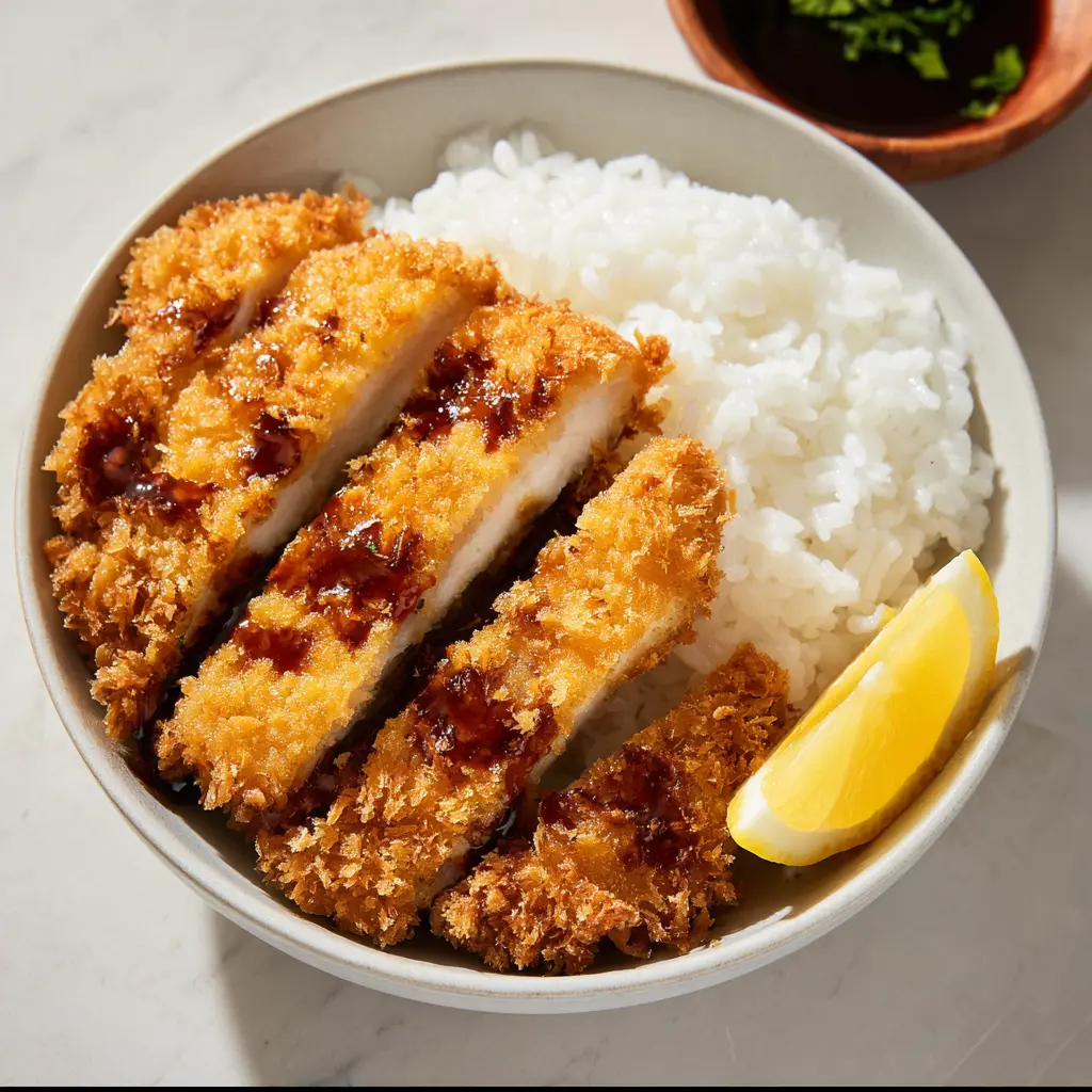 Air Fryer Chicken Katsu Irresistible Crispy Dinner Your Family Will Love 6 Air Fryer Chicken Katsu recipe, served and ready to eat, easy homemade dish
