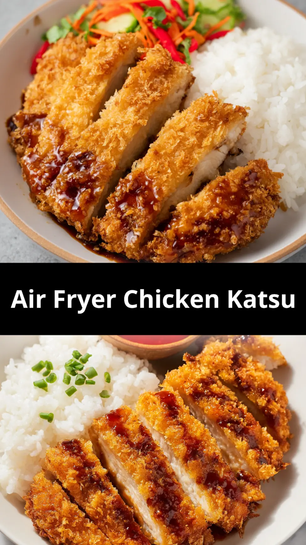 Air Fryer Chicken Katsu Irresistible Crispy Dinner Your Family Will Love 7 Air Fryer Chicken Katsu recipe, served and ready to eat, easy homemade dish_pin