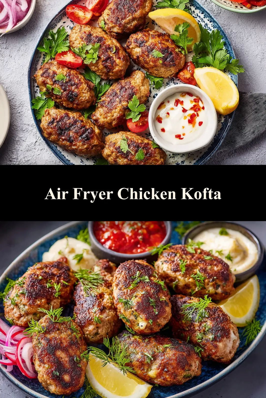 Air Fryer Chicken Kofta recipe, served and ready to eat, easy homemade dish