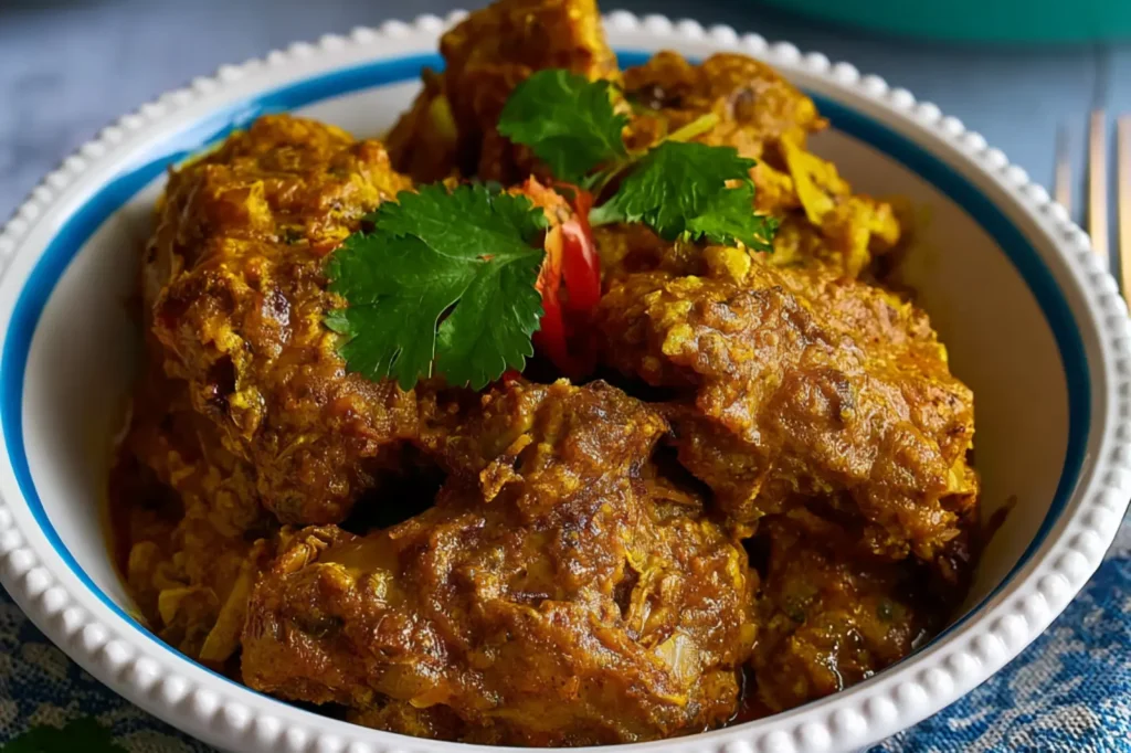 Air Fryer Chicken Rendang recipe, served and ready to eat, easy homemade dish