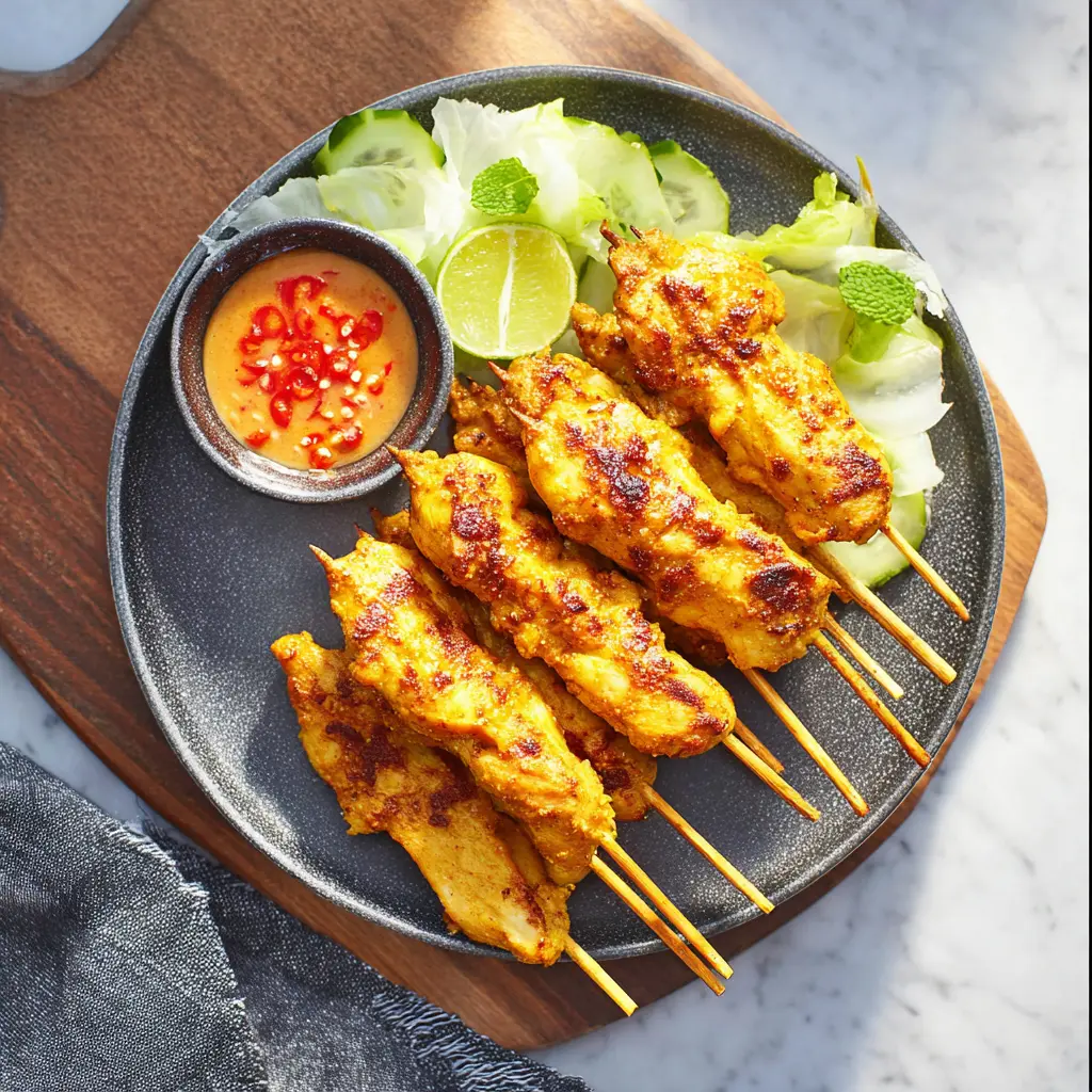Air Fryer Chicken Satay This Irresistible New Way to Make It Great 6 Air Fryer Chicken Satay recipe, served and ready to eat, easy homemade dish