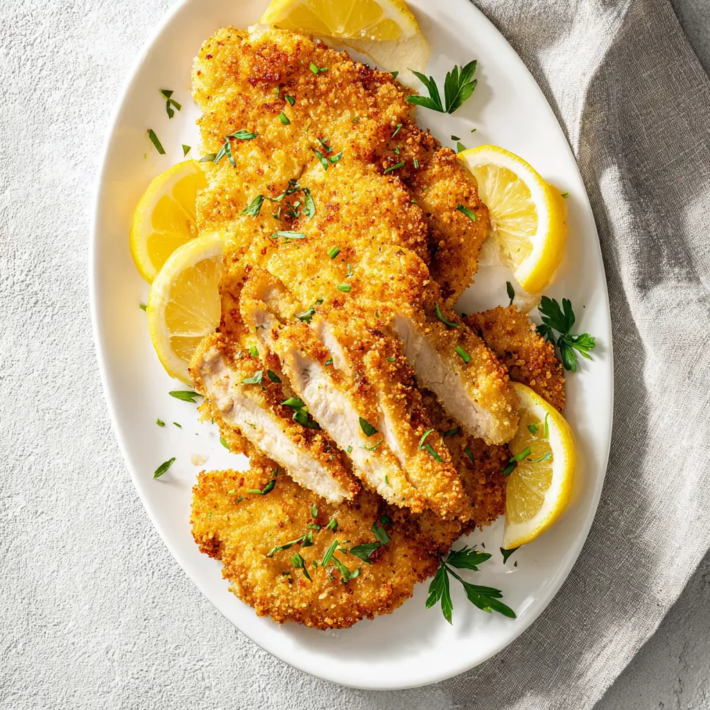 Air Fryer Chicken Schnitzel So Crispy Your Family Will Love This New Favorite 6 Air Fryer Chicken Schnitzel recipe, served and ready to eat, easy homemade dish