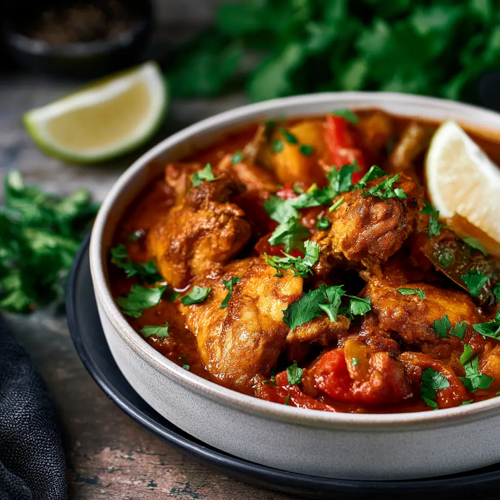 Air Fryer Chicken Vindaloo recipe, served and ready to eat, easy homemade dish