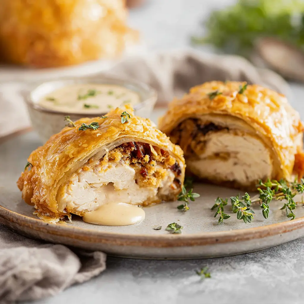 Air Fryer Chicken Wellington Satisfying Real Dinner You Need to Make Now 6 Air Fryer Chicken Wellington recipe, served and ready to eat, easy homemade dish
