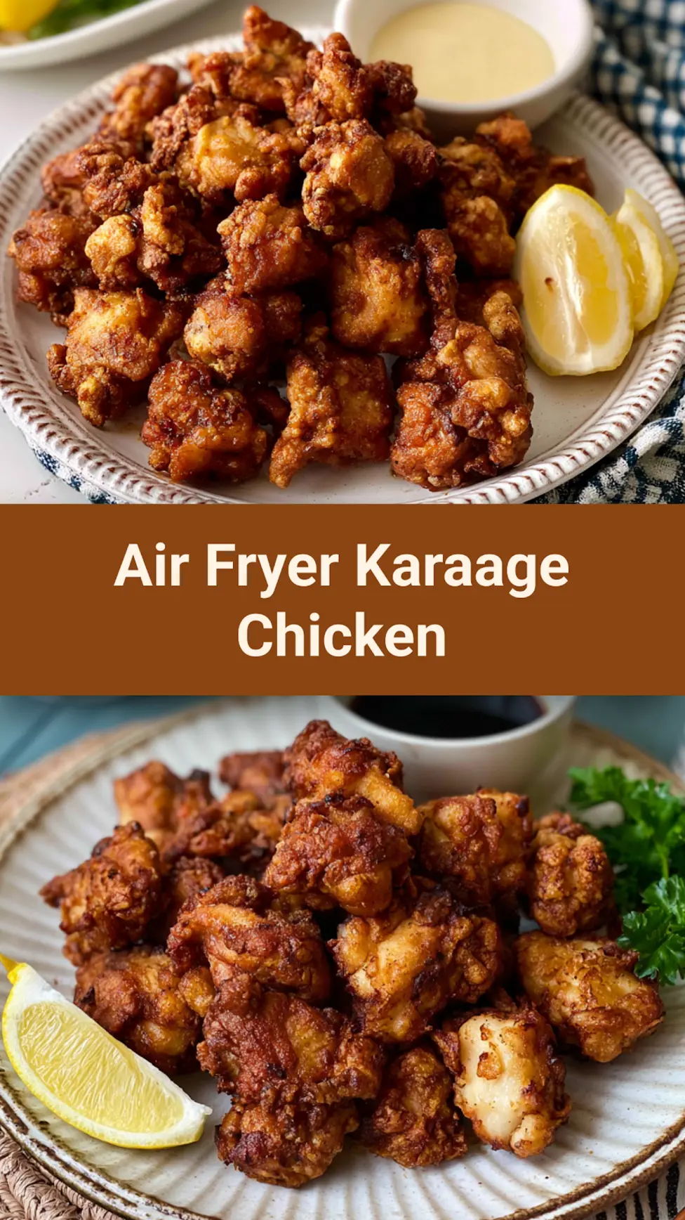 Air Fryer Karaage Chicken Satisfying Real Crispy Japanese Bites 7 Air Fryer Karaage Chicken served and ready to eat, golden and crispy homemade dish