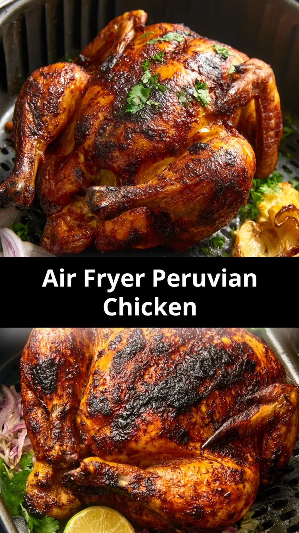 Air Fryer Peruvian Chicken recipe, served and ready to eat, easy homemade dish