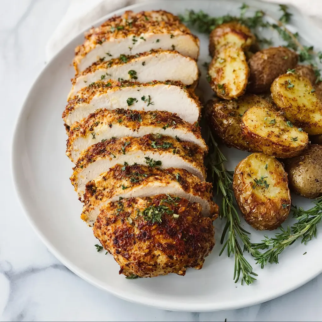 Air Fryer Turkey Tenderloin Cozy Real Flavor Your Family Will Love 6 Air fryer turkey tenderloin sliced and plated, golden crust, juicy inside, easy weeknight dinner