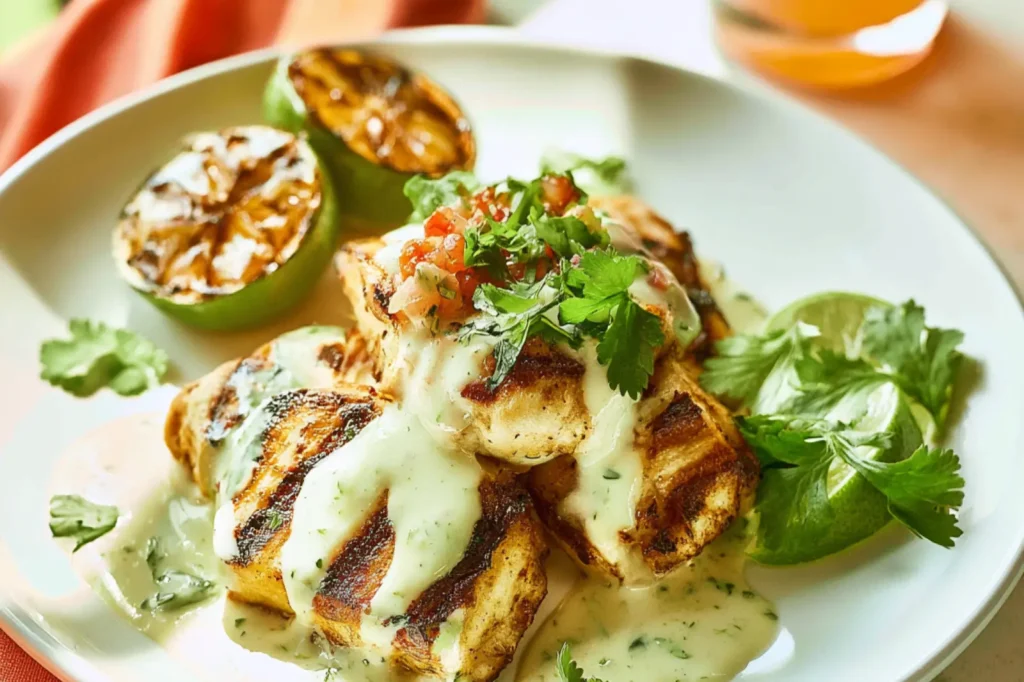 Bahama Breeze Chicken Cilantro Crema recipe, served and ready to eat, easy homemade dish