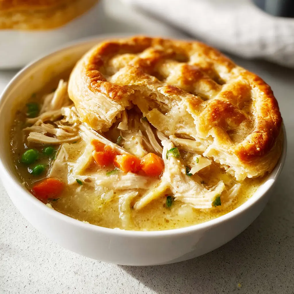 Bob Evans Chicken Pot Pie recipe, served and ready to eat, easy homemade dish