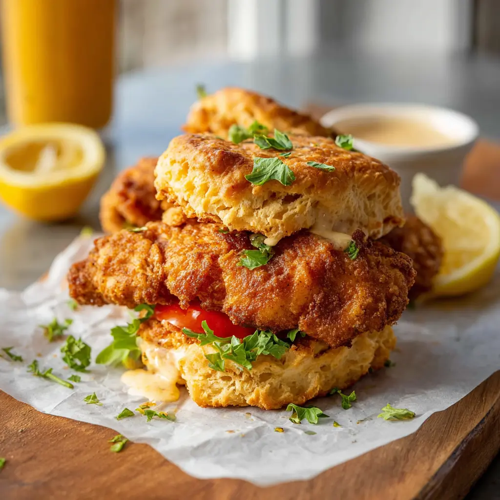 Cajun Chicken Biscuit Copycat recipe, served and ready to eat, easy homemade dish