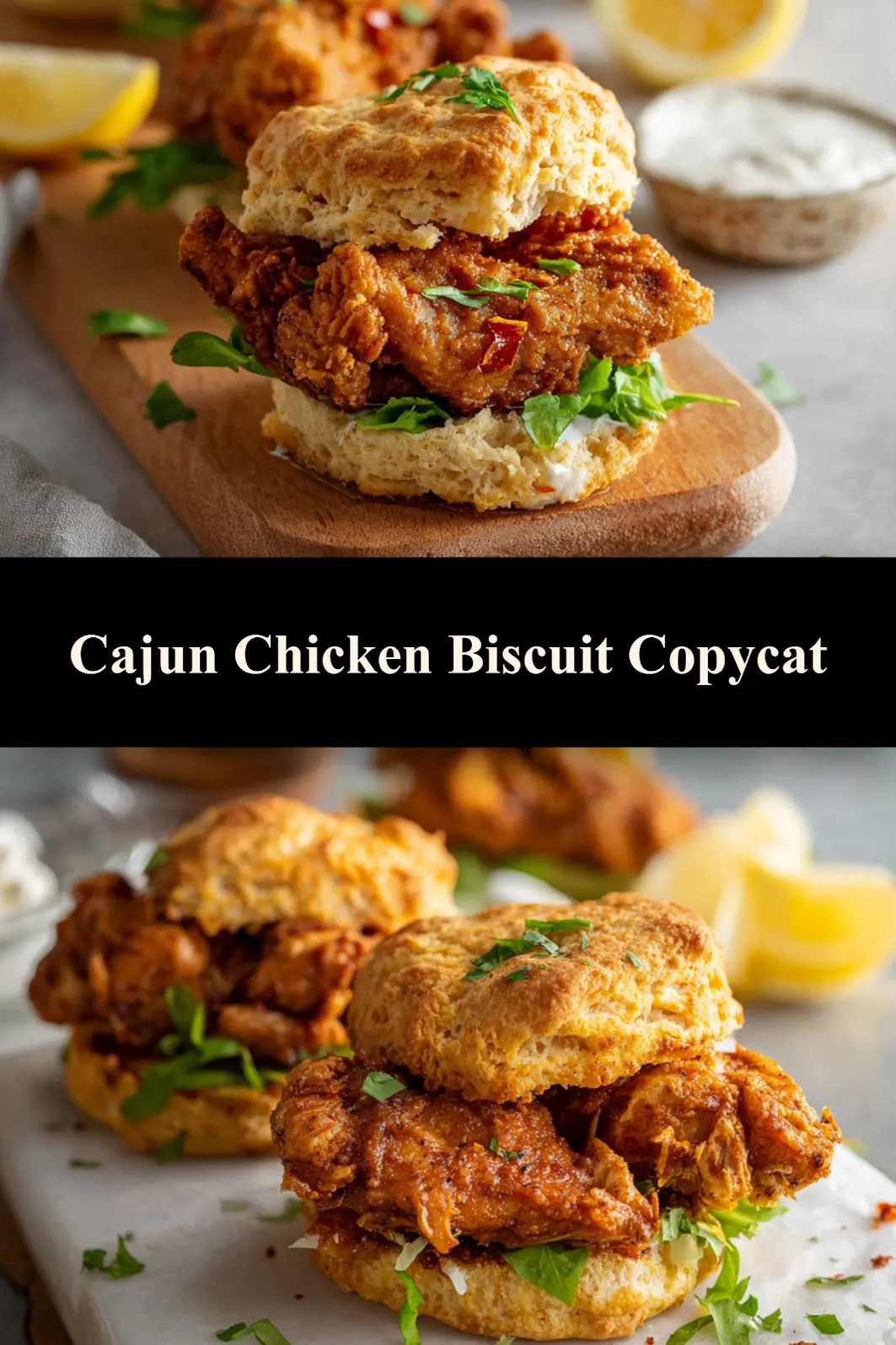 Cajun Chicken Biscuit Copycat recipe, served and ready to eat, easy homemade dish