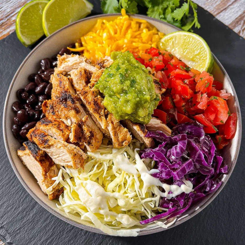 Cantina Chicken Bowl Copycat recipe, served and ready to eat, easy homemade dish