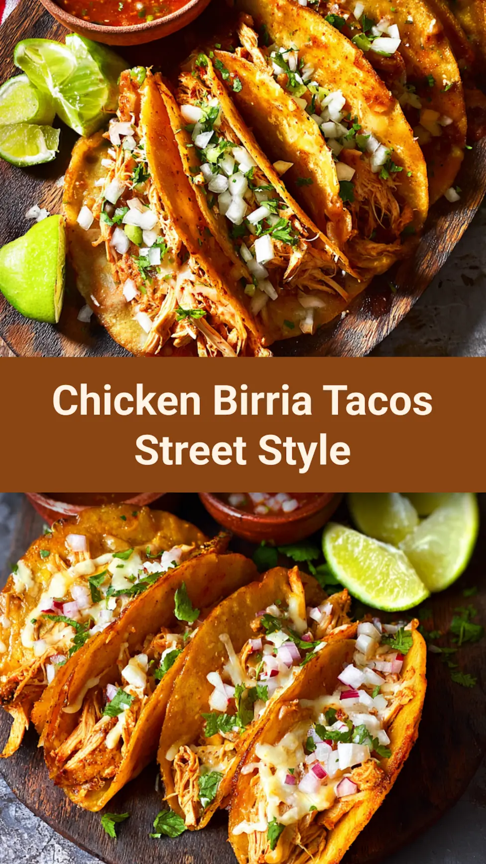Chicken Birria Tacos Street Style recipe, served and ready to eat, easy homemade dish