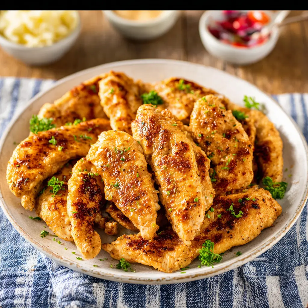 Cracker Barrel Chicken Tenderloin Copycat recipe, served and ready to eat, easy homemade dish