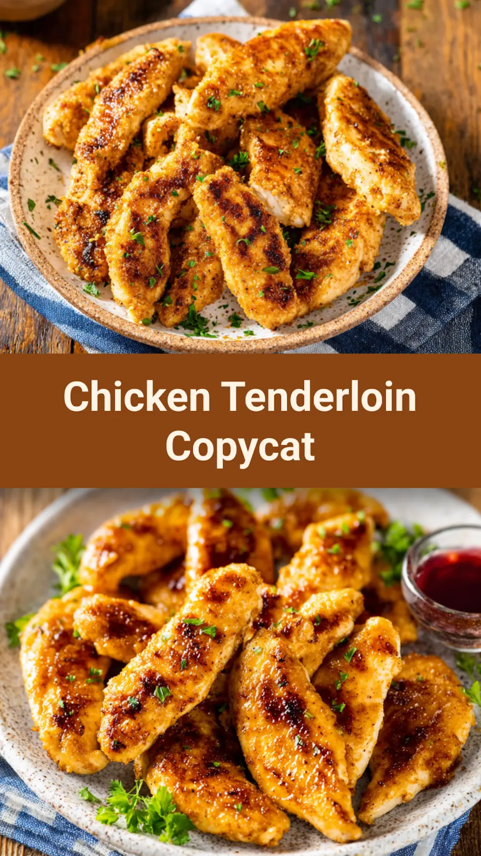 Cracker Barrel Chicken Tenderloin Copycat recipe, served and ready to eat, easy homemade dish_pin