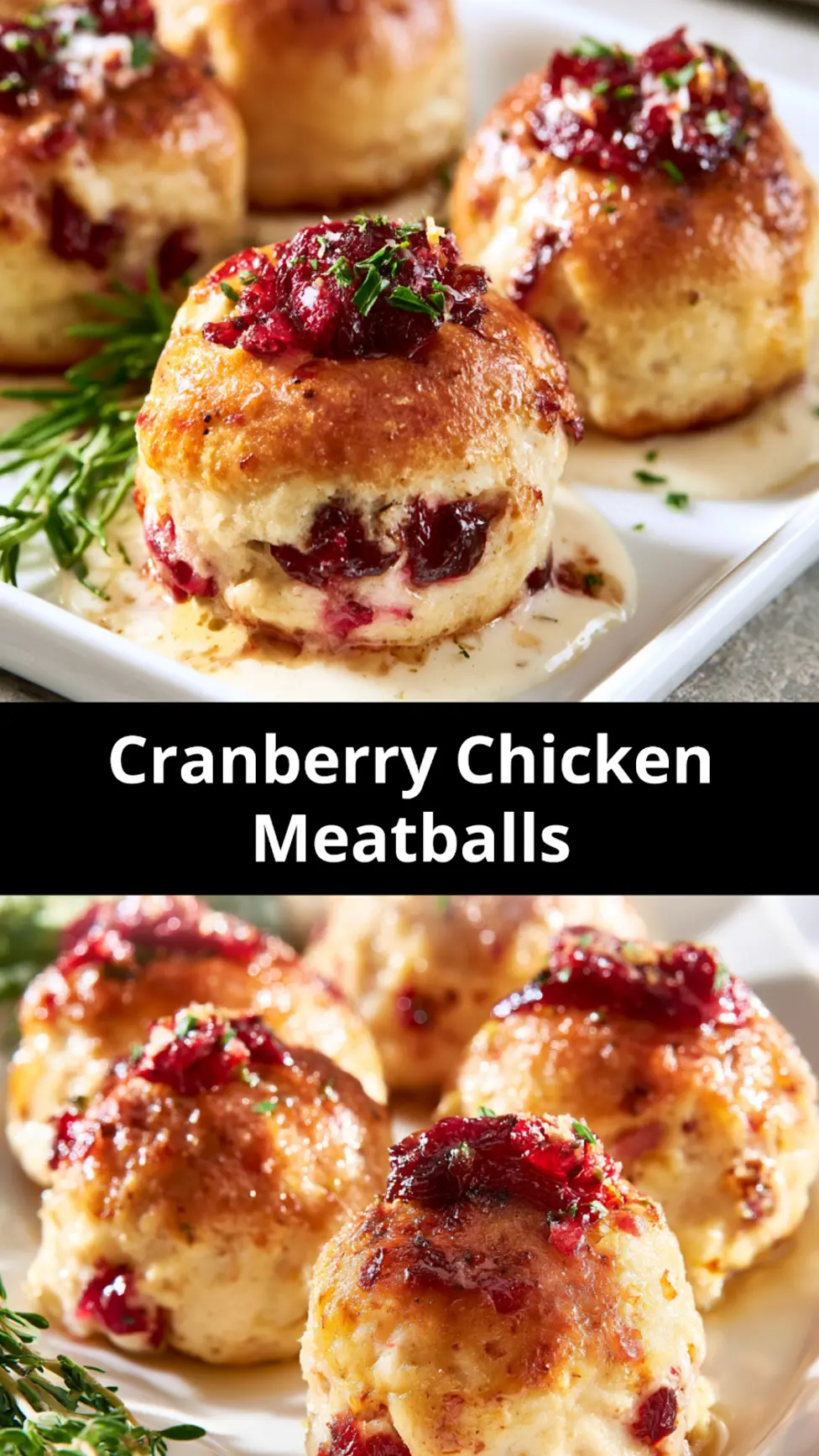 Cranberry Chicken Meatballs recipe, served and ready to eat, easy homemade dish