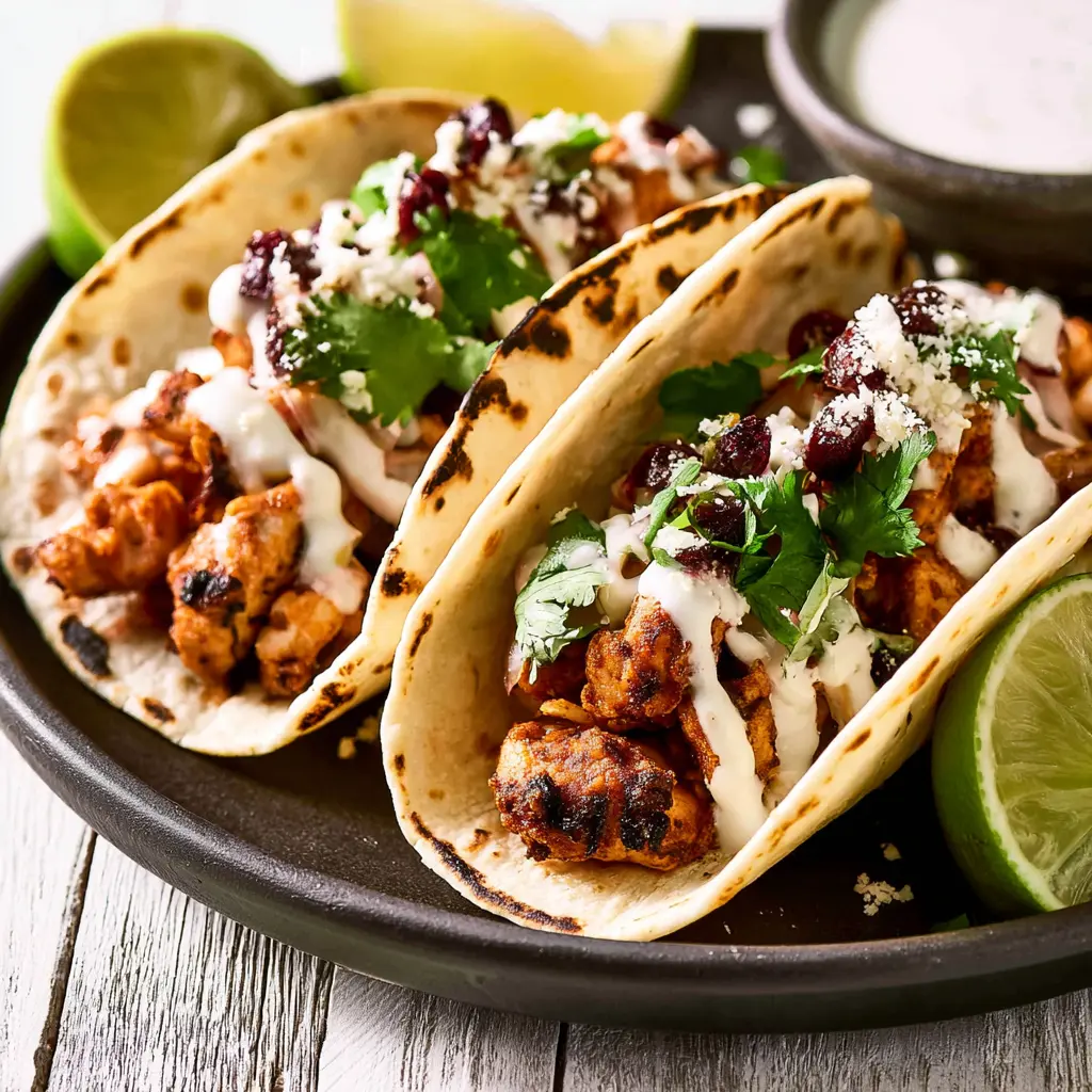 Cranberry Chipotle Chicken Tacos Your New Favorite Vibrant Easy Dinner 6 Cranberry Chipotle Chicken Tacos served and ready to eat, an easy homemade weeknight dinner