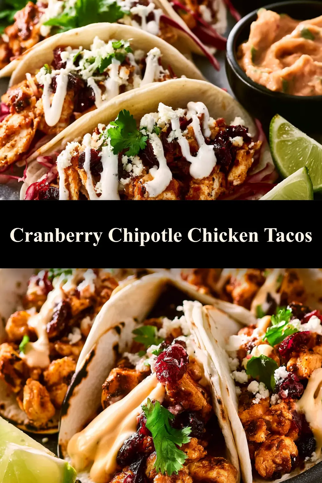 Cranberry Chipotle Chicken Tacos Your New Favorite Vibrant Easy Dinner 7 Cranberry Chipotle Chicken Tacos served and ready to eat, easy homemade recipe pin