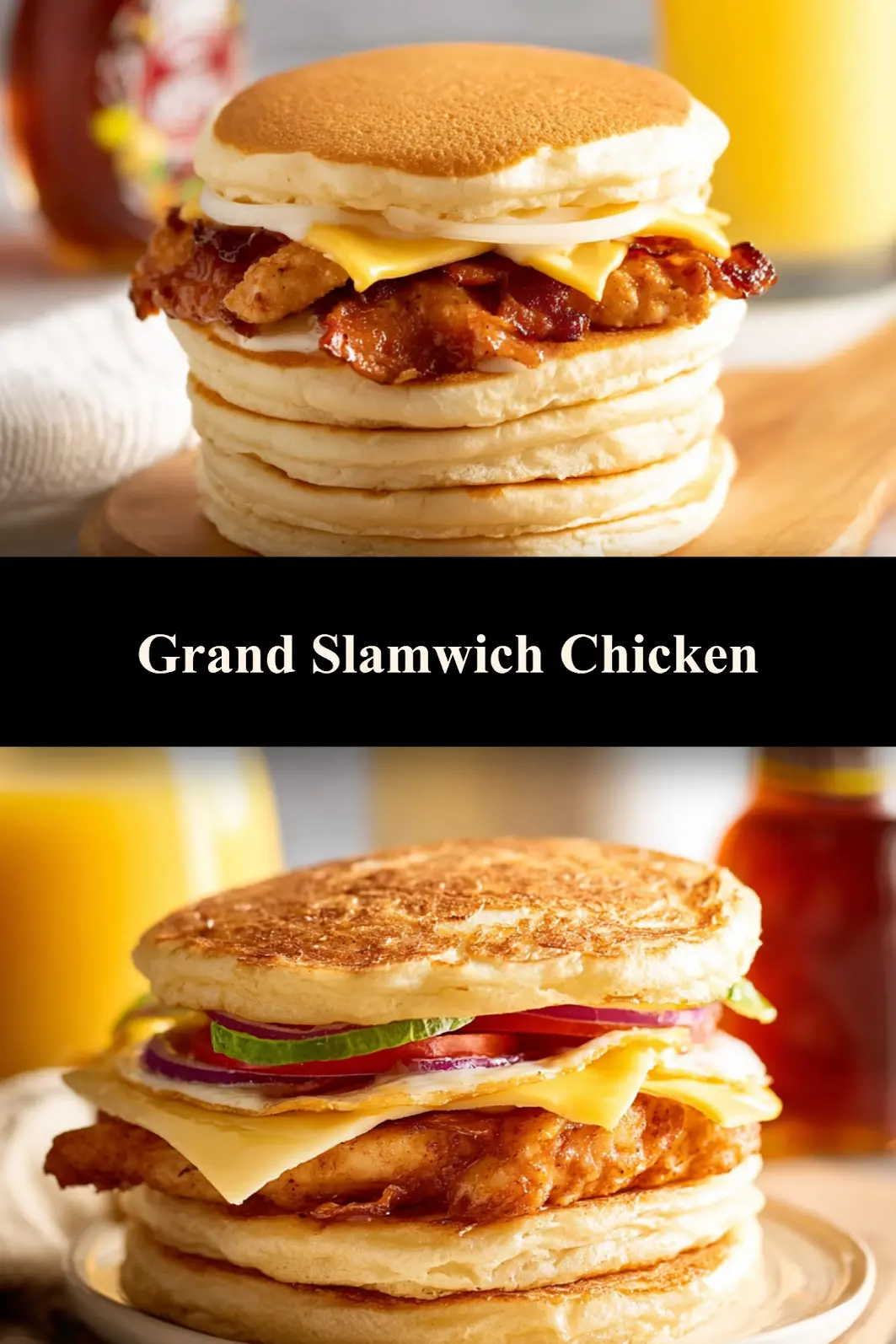 Denny's Grand Slamwich Chicken recipe, served and ready to eat, easy homemade dish