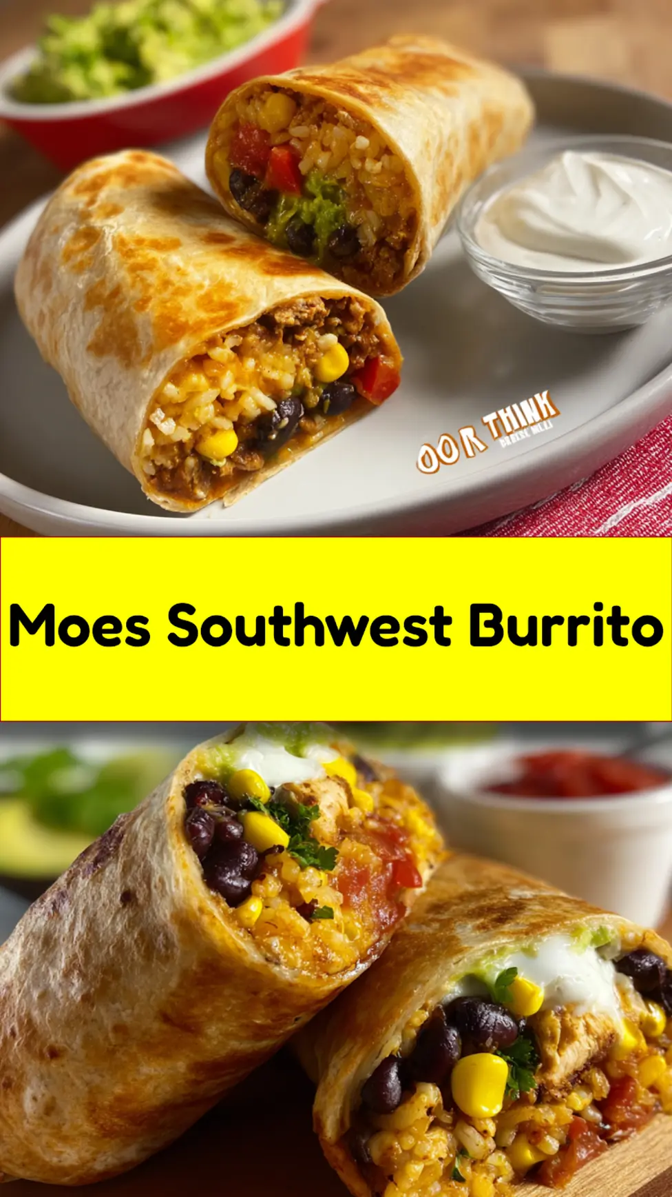 Moes Southwest Grill Burrito recipe, served and ready to eat, easy homemade dish_pin
