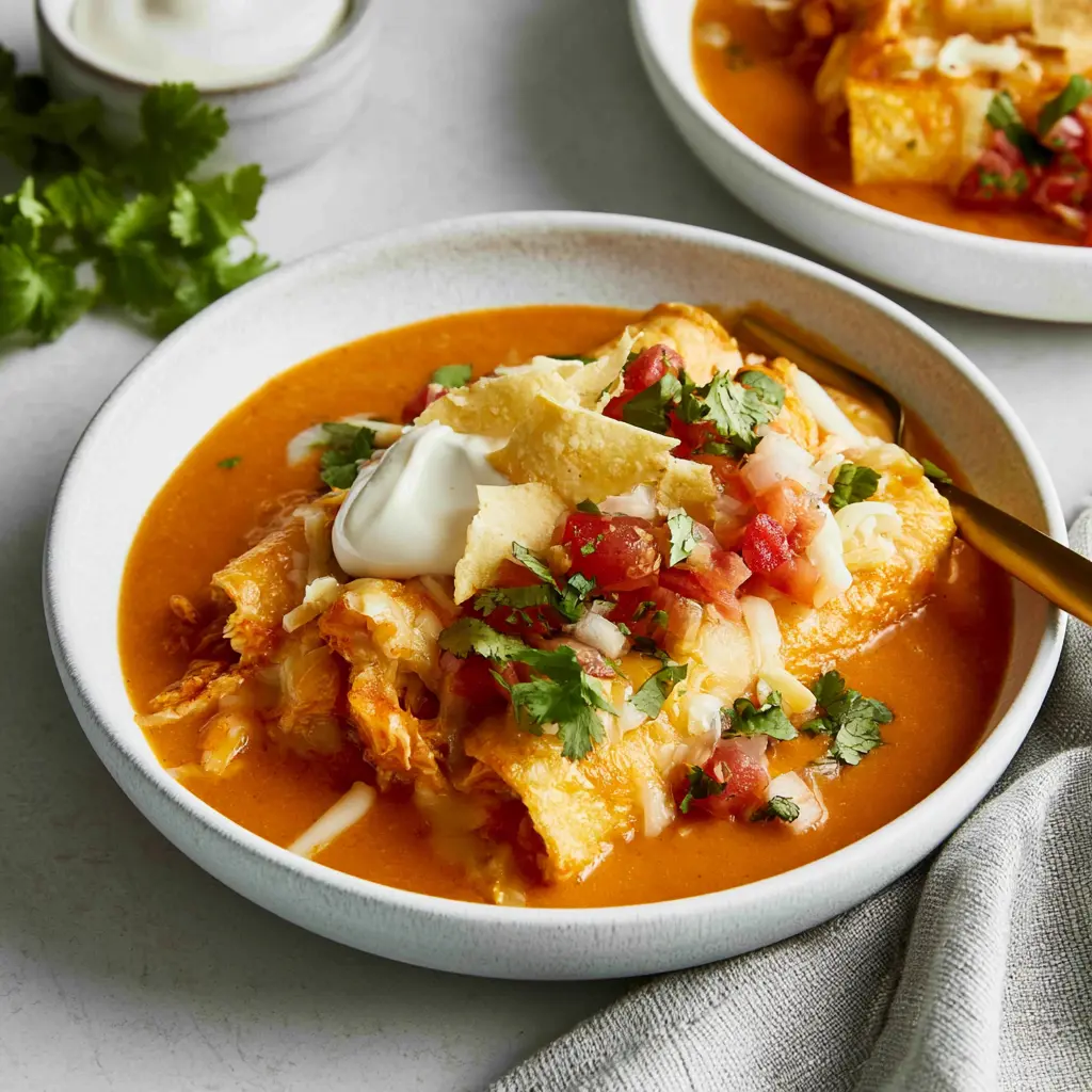 Copycat Chilis Smoked Chicken Enchiladas Your New Favorite Cozy Dinner 6 Smoky Chicken Enchiladas recipe, served and ready to eat, easy homemade dish