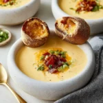 BEER CHEESE SOUP recipe, served and ready to eat, easy homemade dish