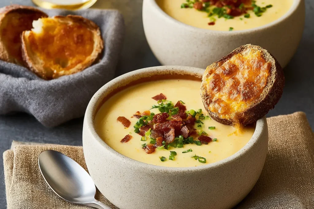 BEER CHEESE SOUP recipe, served and ready to eat, easy homemade dish
