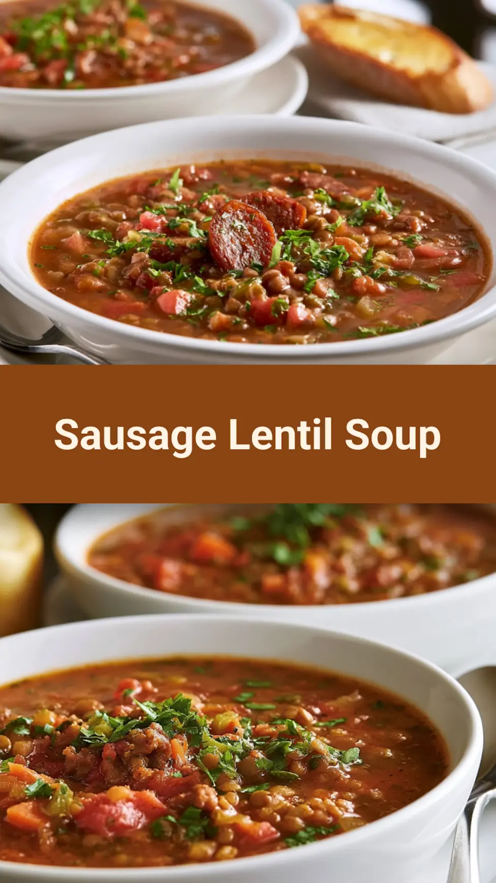 Carrabba's sausage lentil soup copycat recipe pin  easy homemade one-pot dinner