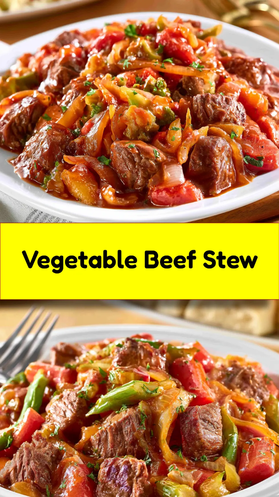 Golden Corral Vegetable Beef Stew recipe, served and ready to eat, easy homemade dish_pin