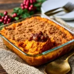 Sweet Potato Souffle Canned Yams recipe, served and ready to eat, easy homemade dish