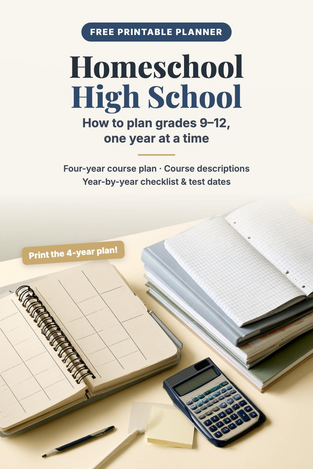Homeschool High School Curriculum: How to Plan Grades 9–12 4 Homeschool high school: how to plan grades 9 to 12, with a free printable four-year plan and checklist