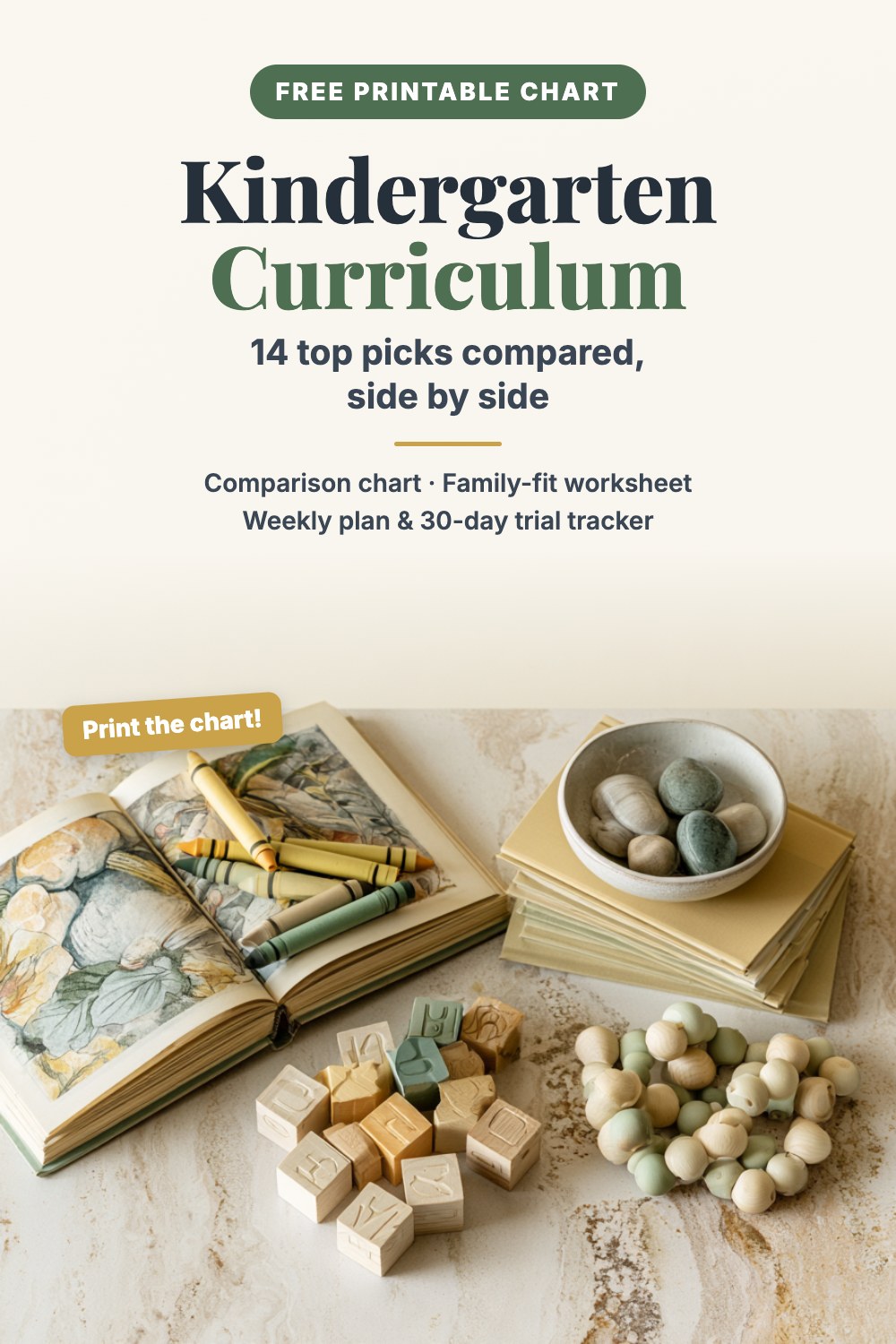 Kindergarten homeschool curriculum: 14 top picks compared, with a free printable comparison chart and weekly plan